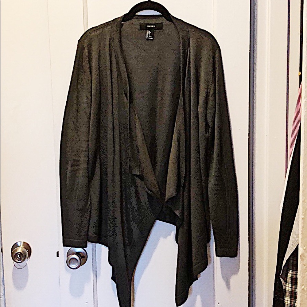 Forever 21 dark gray wrap sweater, size large